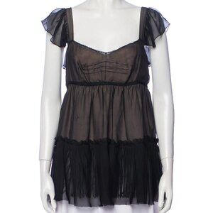 D&G Babydoll Silk Ruffle Blouse